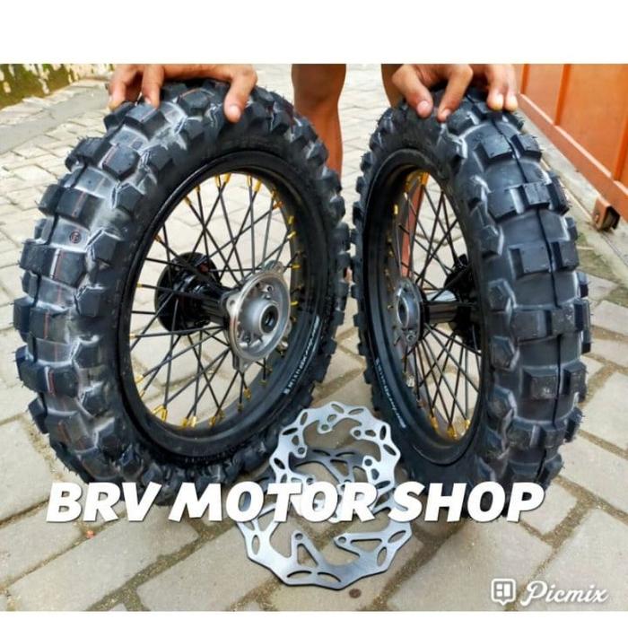 Paket Velg Klx150 Ring14 Trail / Velg Trail KLX Ring 14 Tromol Ori Ban Trabasan Duri Besar