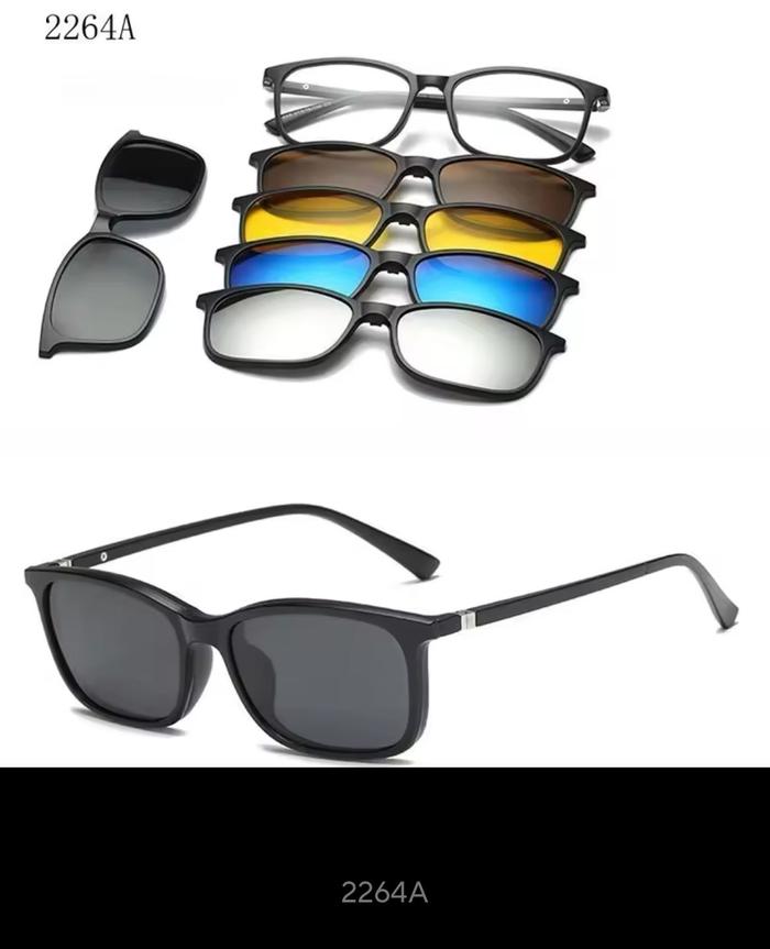 Kacamata Hitam Pria Clip On 5 Lens 2264A