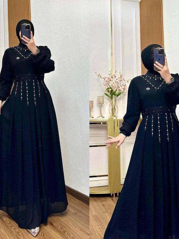 LAUDYA DRESS BAHAN CERUTY BABYDOLL MIX BRUKAT GAMIS TREND KEKINIAN CANTIK ANGGUNG VIRAL