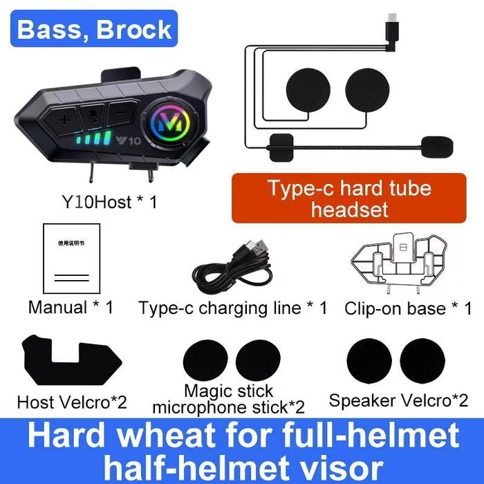 JZAQ Y10Helm Headset Bluetooth Motor / Headset Bluetooth Full Bass / Headset Bluetooth / Headset Bl