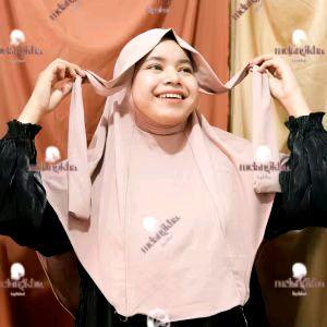 Melangkha Hijab - Hijab Bergo French Khimar Niqob Cadar Jersey Premium (2 In 1) Syar'i Jumbo