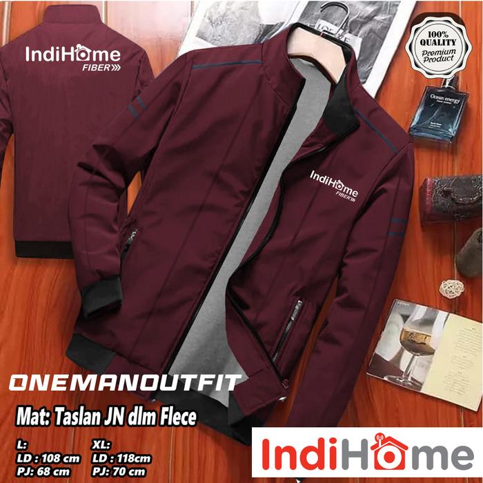 JAKET INDIHOME TELKOM TEKNISI INTERNET FIBER OPTIK TERBARU WATERPROOF OUTDOOR TASLAN BOLAK BALIK