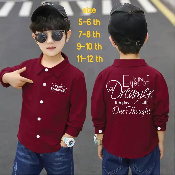 CILLE SHOP/ Bisa Bayar Di Tempat (COD) BEGINS / kemeja hitam anak laki laki 12 tahun / kemeja anak l