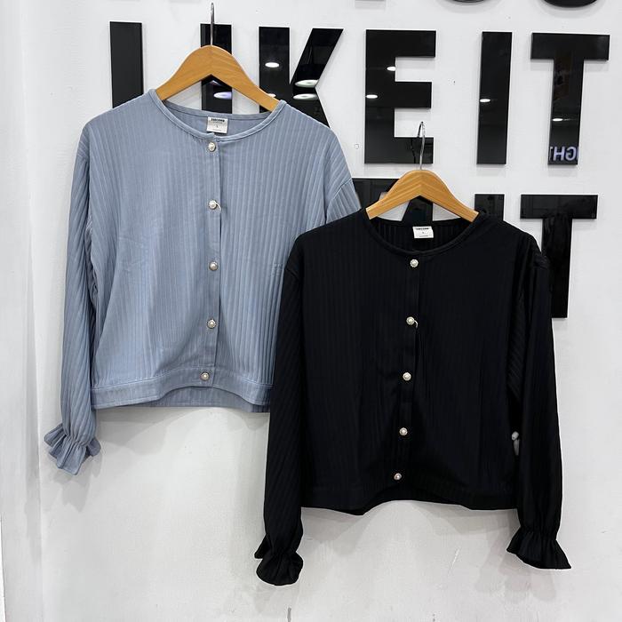 PROMO!! 3Second Knit Cardigan Outer Jaket Wanita 030625,040625 Basic Hitam Panjang Knitwear Nyaman A