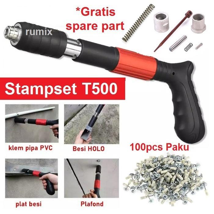 Mini Stampset T500 Mesin Stamp Alat Tembak Paku 7,3mm Beton besi keramik Baja Dinding Semen Stamset