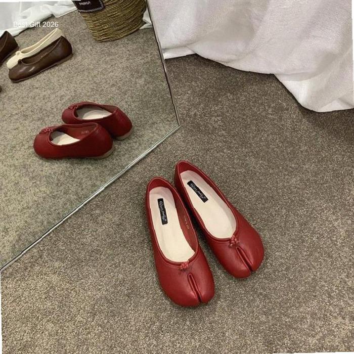2025 Doudou Sepatu Wanita Sepatu Baru Musim Panas Split-Toed Tabi Flats Kuku Sepatu Jari Kaki Malas 