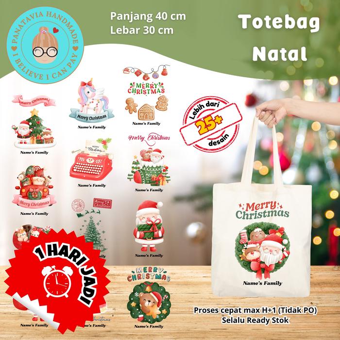 Totebag Natal Custom   / Totebag souvenir Wisuda / Totebag profesi Hari guru gift / Totebag souvenir