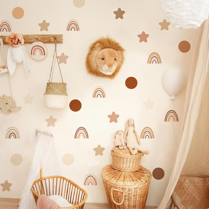 Boho Stiker Dinding Pelangi Stiker Dinding Kamar Anak Bintang Boho