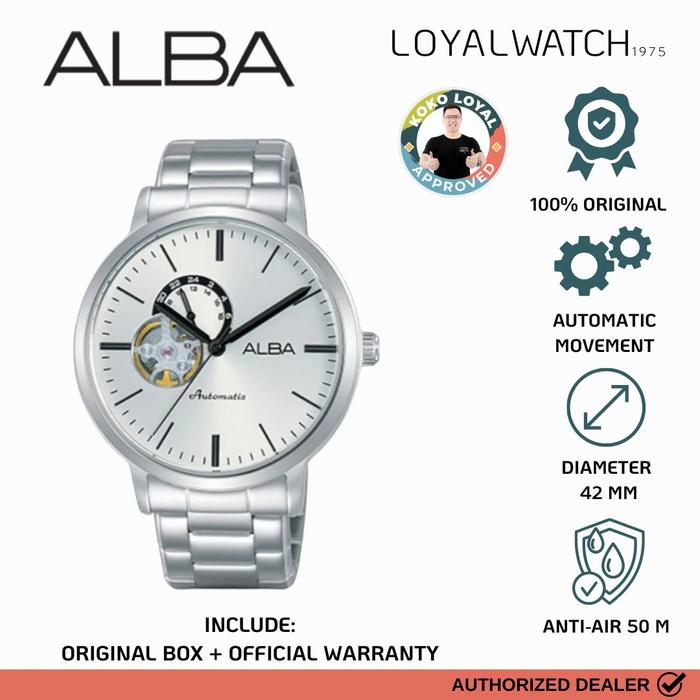 Jam Tangan Alba Mechanical Pria A9A013 Silver Automatic Stainless Steel Original Garansi Resmi