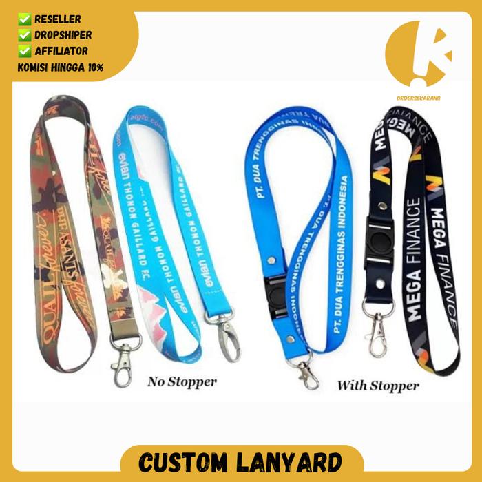 ORDERSEKARANG Cetak Tali ID Card Custom / Tali Lanyard ID Card 2 sisi / Custom Lanyard Tisu