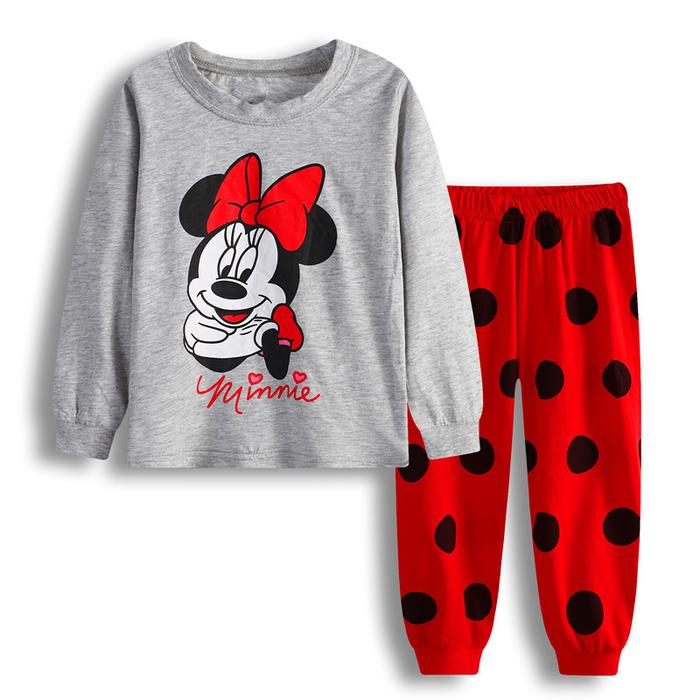 Kids Pajama Set Cotton Soft Print Minnie sets Loungewear Long Sleeve Pjs Sleepwear for Toddler Boys