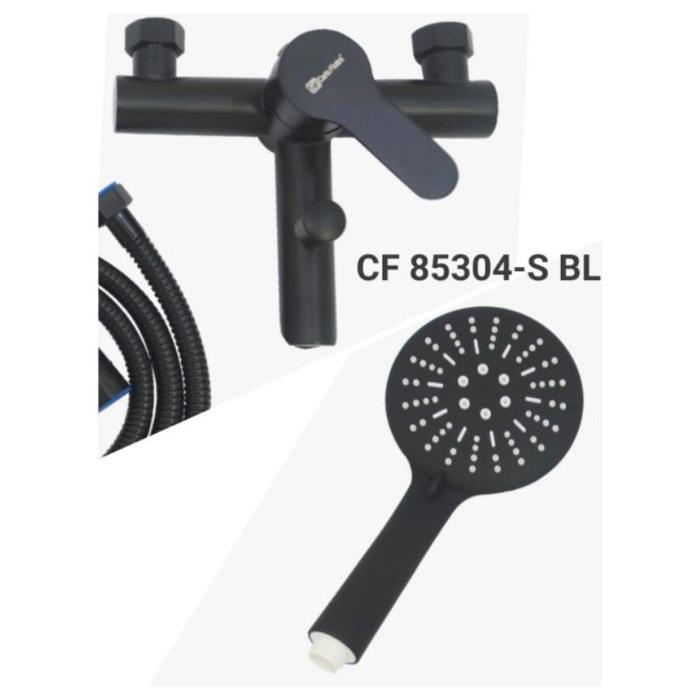 Kran bath tub + shower set hitam / Shower set kran panas dingin stainless sus 304 hitam