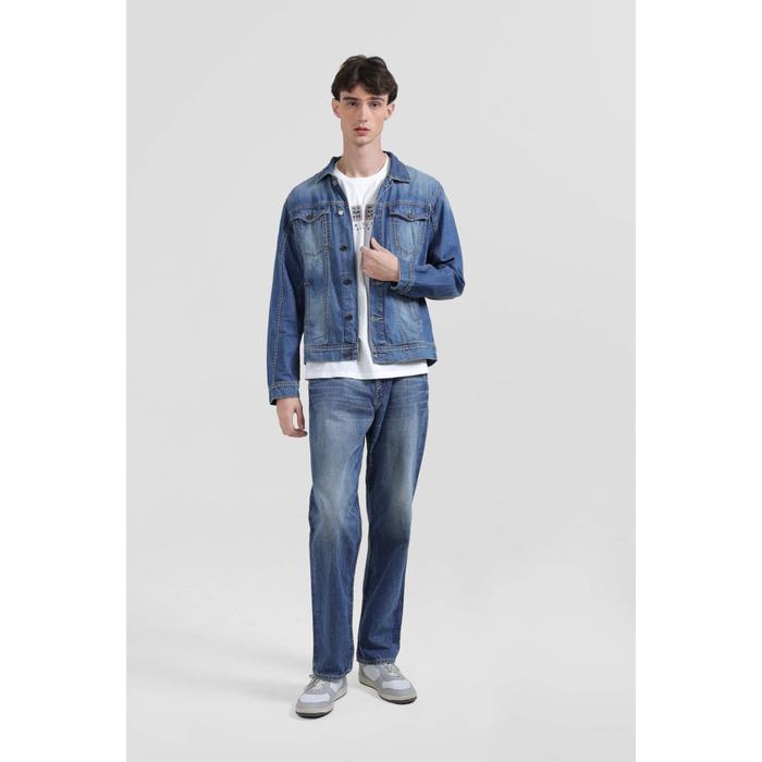 Emba Denim - Johnny Jaket Denim Pria Trucker Regular Fit Panjang  Kancing Kantong Casual