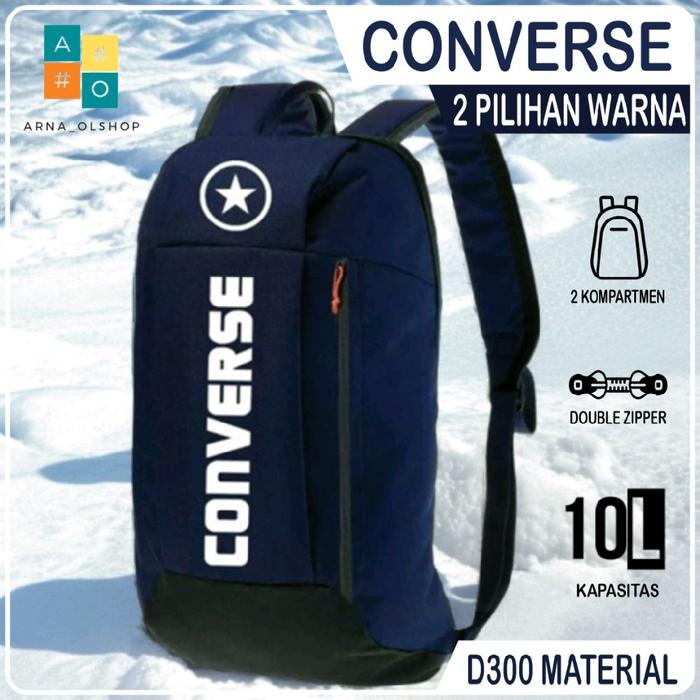 Converse Tas Ransel Sepatu Pria Wanita Kapasitas 10 Liter D300 Material 2 Kompartment Double Zipper 