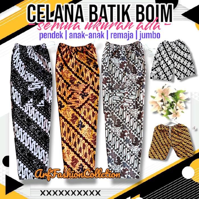 Celana Batik Boim Ukuran Dewasa Panjang Pendek Remaja/Pria/Cowok/Wanita/Anak-anak | Katun Karet Mela