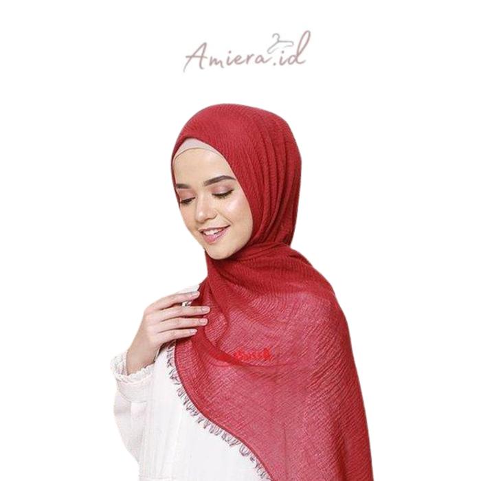 Amiera VZ052 Crinkle Hijab Pashmina Arabian Shawl Cotton Wide Jilbab Wanita Muslim Bahan Katun Pasmi