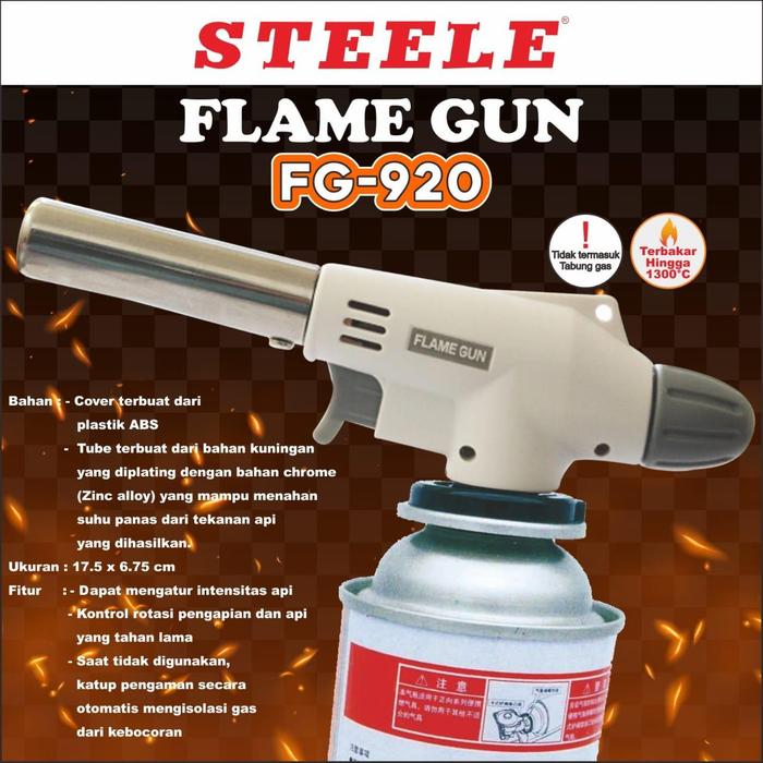 Steele Flame Gun FG-920 FG-915 FG-502 Terbakar Hingga 1300°C Portable Kepala Gas Torch BBQ Blow Torc