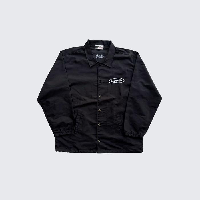 Black White Vintage 1990s Bitch Skateboards Embriodery Nylon Jacket - Unisex - L