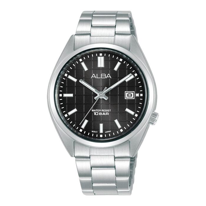 Jam Tangan Unisex Alba Active AG8M33X1 Black Patterned Dial Stainless Steel Strap