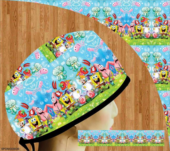 Topi dokter/Scrub hat/Surgical cap/Headcap printing premium spongebob