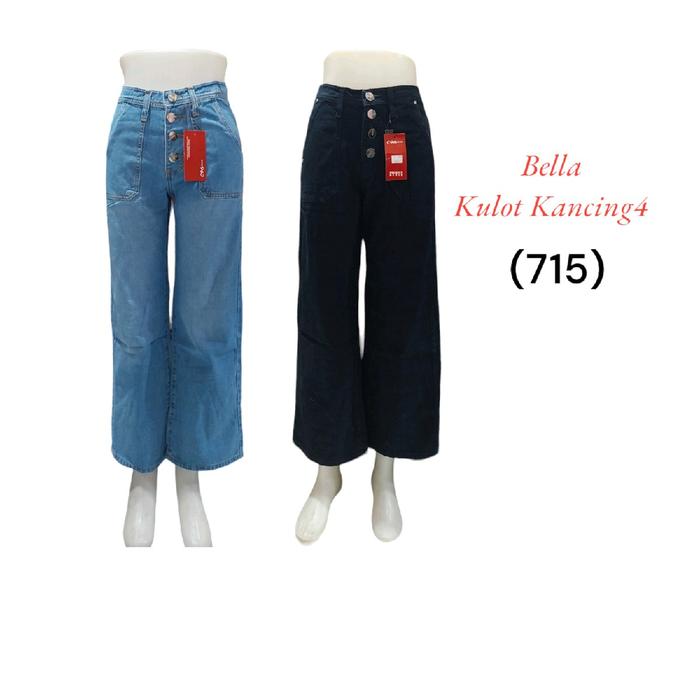 Bella Kulot boyfriend Kancing 4 Jeans Tebal