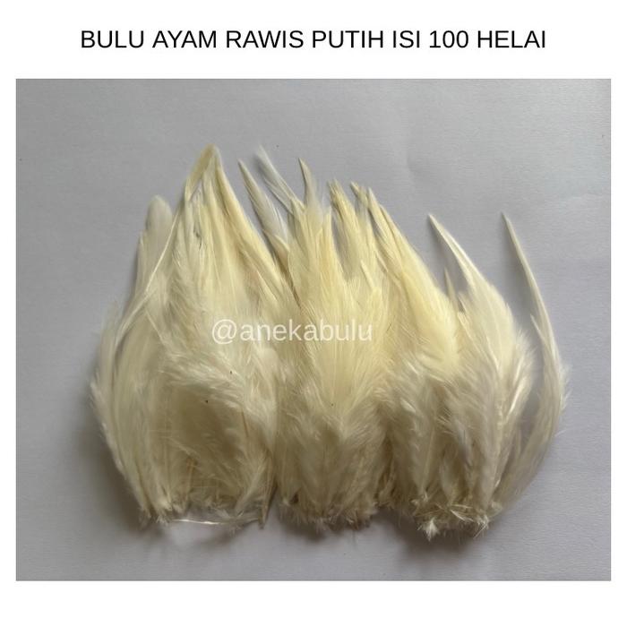 Bulu ayam RAWIS PUTIH isi 100 helai panjang 5-12 cm untuk umpan pancing aksesoris hiasan kepala mahk