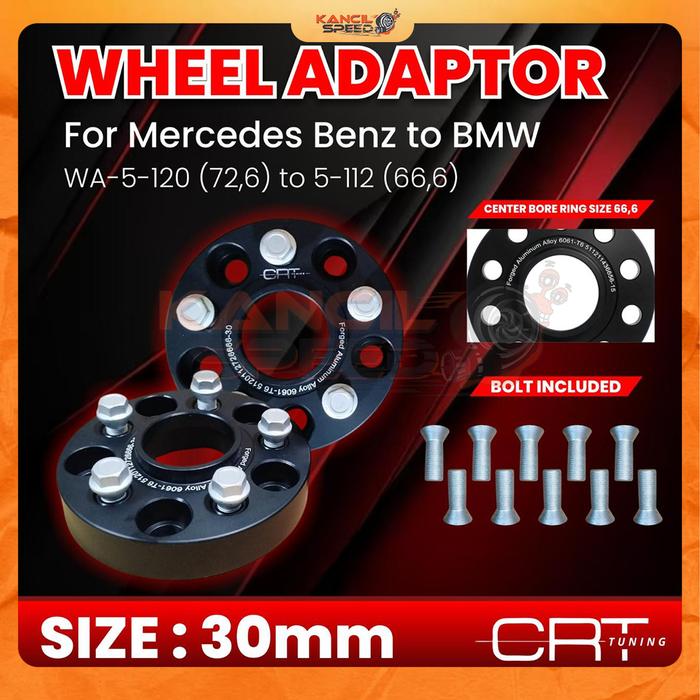 Crato Adaptor Rubah PCD Velg Mercedes Benz to BMW Spacer Alluminium 5x120 (72,6) to 5x112 (66,6) Mer