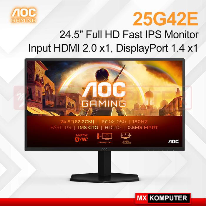 Monitor LED AOC 25G42E Adaptive Sync 24.5" Fast IPS 180Hz FHD 0.5MS HDR10