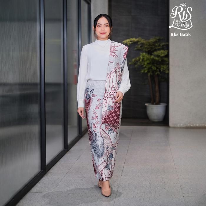 RBS Batik - Rok Selendang Span Batik Wanita Martaka Warna Putih - 795