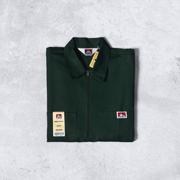 Ben Davis Short Sleeve Solid 1/2 Zip Shirt Olive