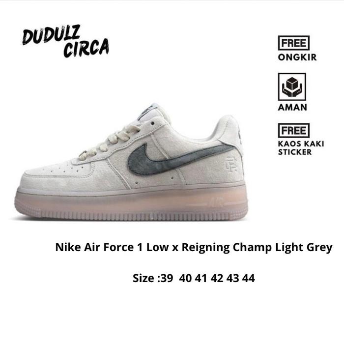 Nike Air Force 1 Low x Reigning Champ Light Grey  Suede Casual Shoes Pria