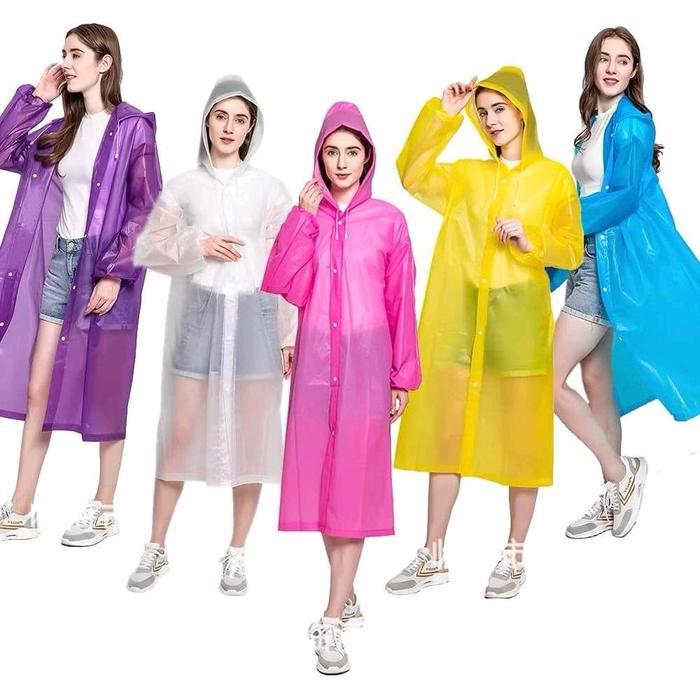 PREMIUM Raincoat Jas Hujan EVA MOUSON Ponco Plastik Lengan Panjang Bertudung Hoodie Terusan dengan K