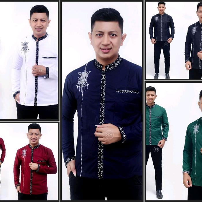 koko batik pria lengan panjang adem katun nyaman muslim motif semut aceh Lembut Dewasa