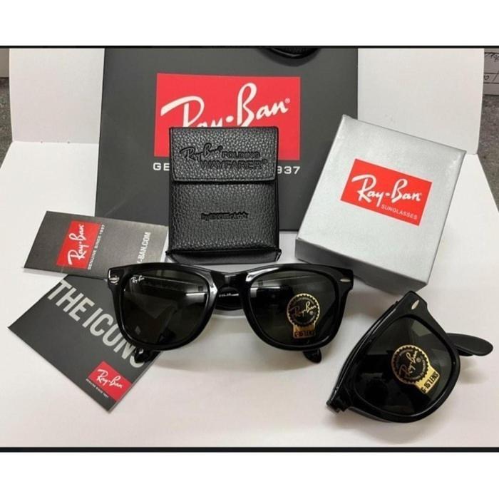 Kacamata RayBan Wayfarer RB4105 Folding Full Black Glossy Original