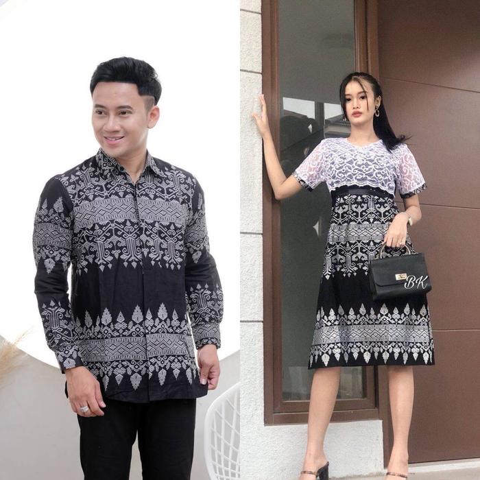 Couple Dress Brokat Dan Kemeja Batik New Kekinian Batik Brokat Dress Brokat Dan Kemeja Batik Resleti