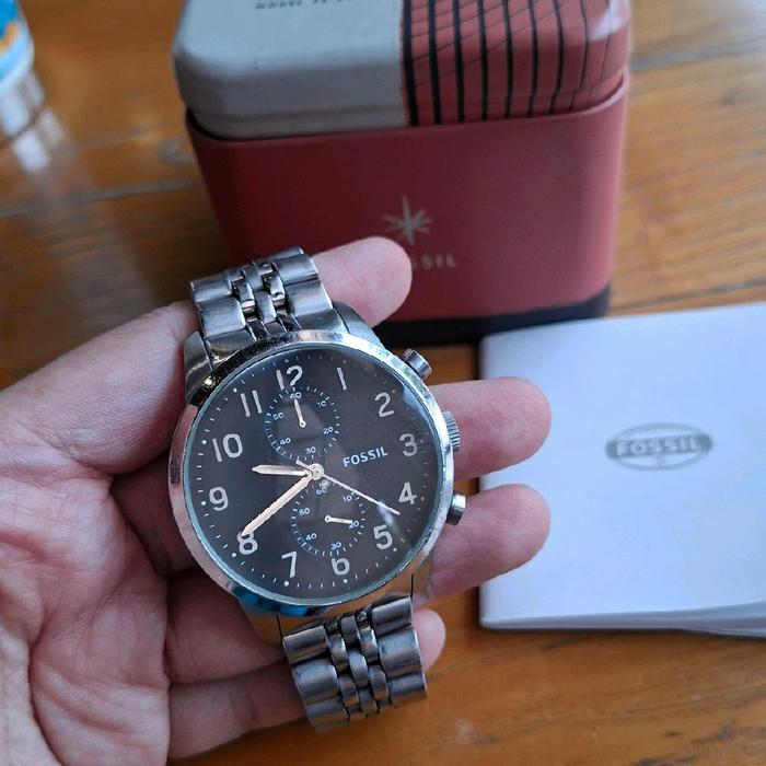 Preloved Jam Tangan Pria Fossil Asli Authentic Original Mens Watch Fashion Accessories Hitam Blackl 