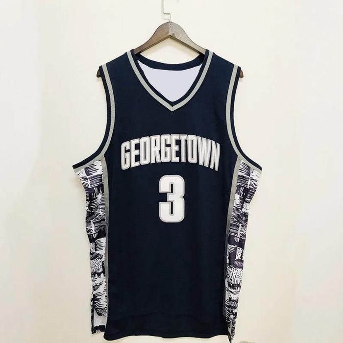 Basketball Jersey Shirt Men 3 Iverson Georgetown Hoyas Athletic Sports Embroidery High Street Hip Ho