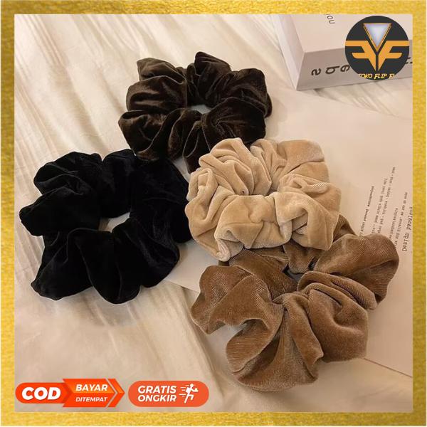 SCRUNCHIE BLUDRU PREMIUM / Ikat Rambut ala Korea / Kuncir Rambut Bludru Cepol Hijab /Scrunchie Velve