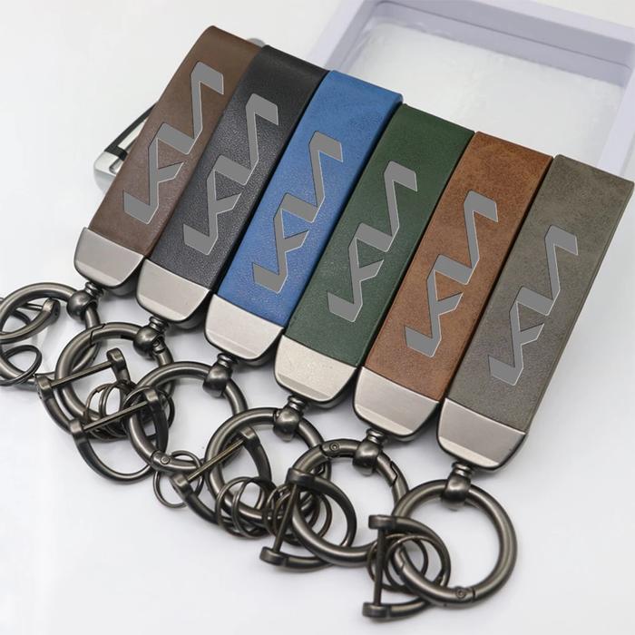 Vintage PU Leather Keychain with Zinc Alloy Keyring for Kia Rio, Ceed, Sportage, Cerato, Soul, Soren