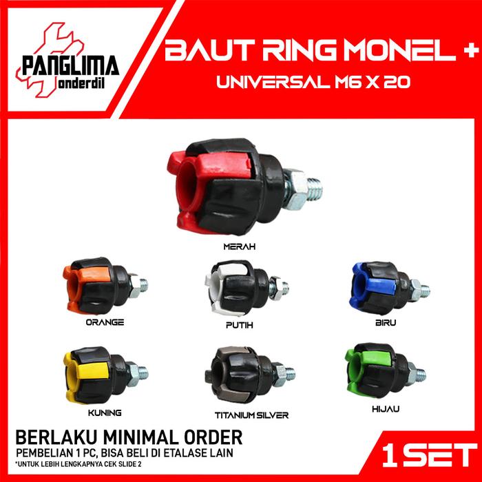 GROSIR Baut Ring Monel + Universal M6 X 20 Baud Kerucut Krucut Pelat Plat Nomor Body Bodi Transforme