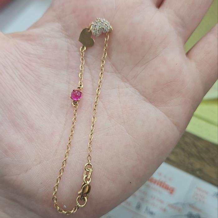 Gelang Love Serut Korea Emas Asli 375 Adjustable