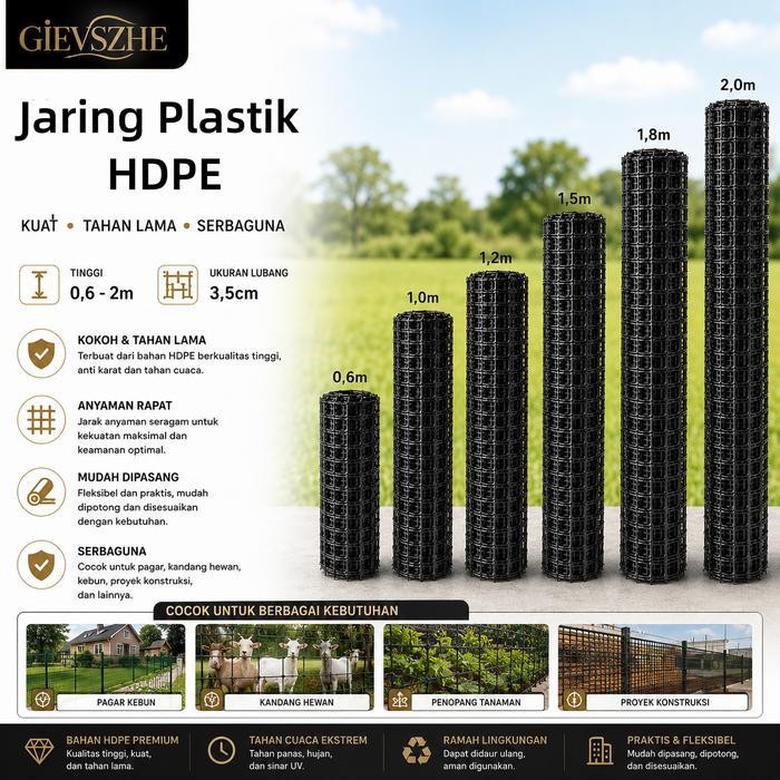 10/20/30/50M Jaring Plastik Hdpe Anti Uv Tahan Cuaca Lubang 3,5Cm Pagar Kebun Kandang Ayam Kandang K