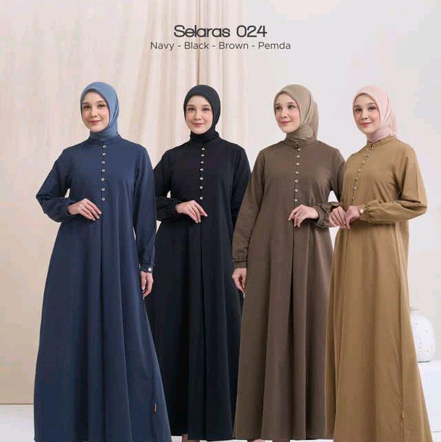 Selaras 024 Model Slim Fit Gamis Elegan Warna Navy Black Brown Pemda Desain Modern