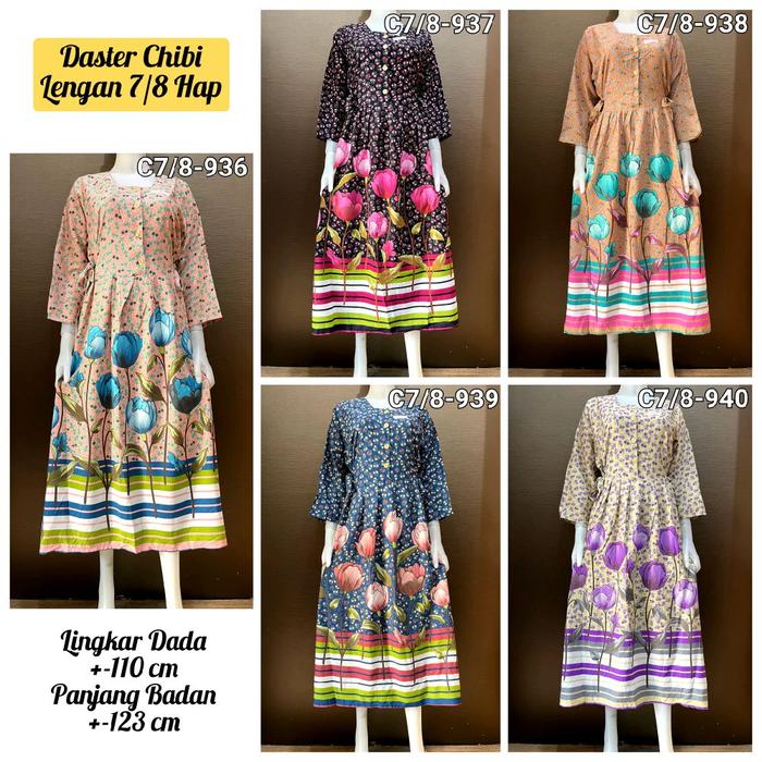Daster HAP Chibi Lengan 7/8 Premium Busui Cantik Adem Viral Kekinian Kain Nyaman Baju Tidur Panjang 