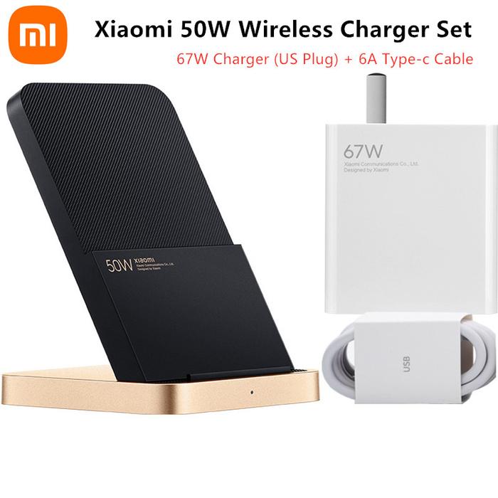 Xiaomi 50W Wireless Charger Set With 67W Charger 6A Cable Vertical