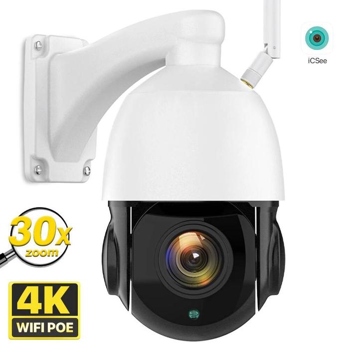 4K 8MP Outdoor Camera POE 30X Optical Zoom Wifi High Speed Dome 360 PTZ Security IP CCTV Onvif P2P S