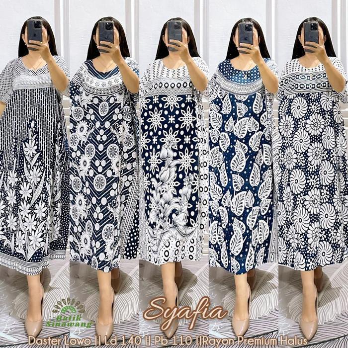 Istimewa [Batik Sinawang] Pakaian Wanita Baju Tidur Daster Batik Kalong Jumbo Kawung Wajik Navy Non 