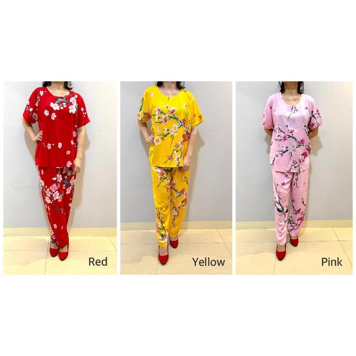 Setelan baju tidur XL Rayon Yeong gi lengan pendek celana panjang