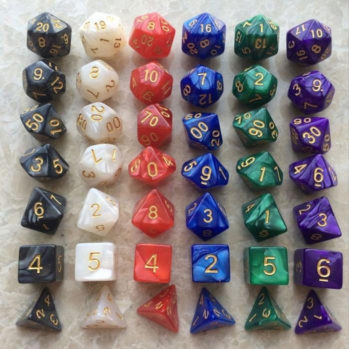 7Pcs Polyhedral Dice Double-Colors Polyhedral Game Dice for