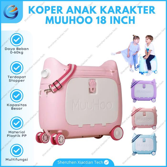 PREMIUM Koper Anak Duduk 18 Inch | Koper Tunggang Kabin MuuHoo Tas Koper Bayi